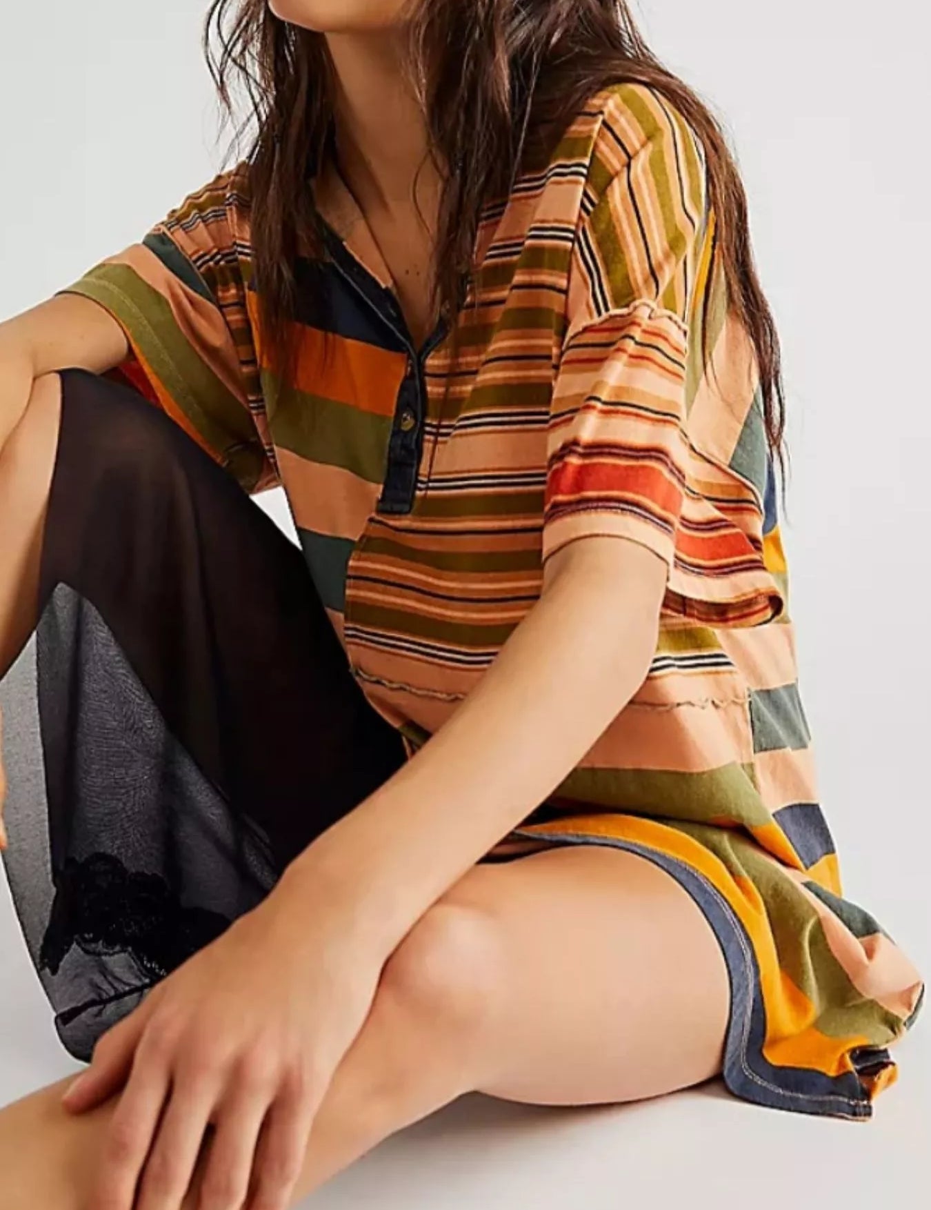 Striped Oversized Half Button Shirt Dress | Mini Dresses Daverri Fashions