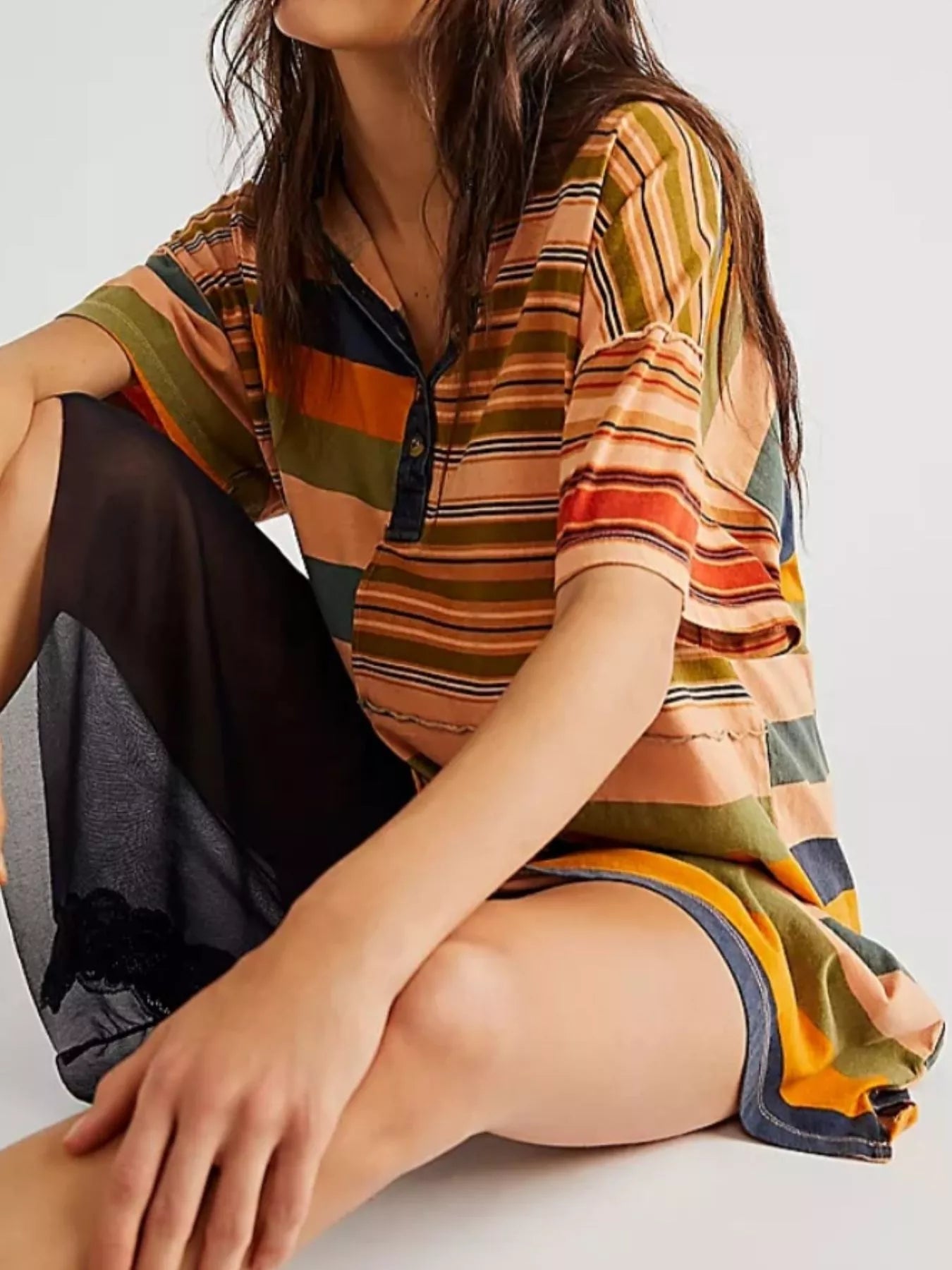 Striped Oversized Half Button Shirt Dress | Mini Dresses Daverri Fashions