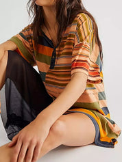 Striped Oversized Half Button Shirt Dress | Mini Dresses Daverri Fashions