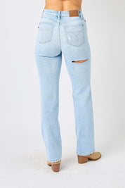 Judy Blue Full Size High Waist Distressed Straight Jeans | Jeans Daverri Fashions