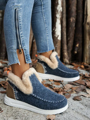 Furry Suede Round Toe Flat Boots | Boots Daverri Fashions