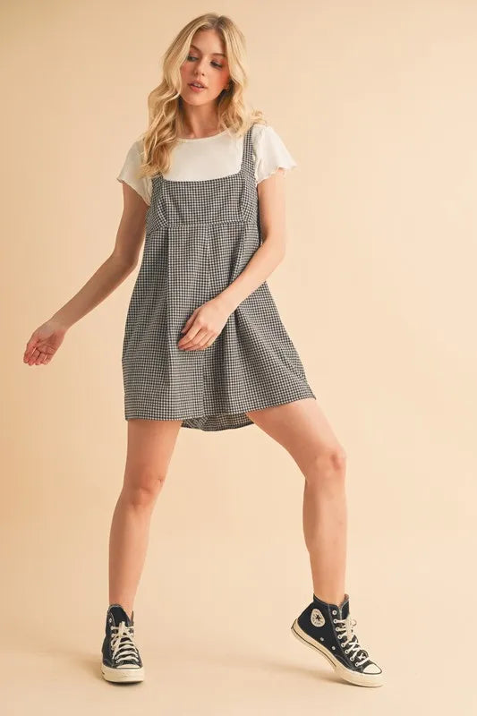 Aemi+Co Plaid Square Neck Romper | Daverri Fashions