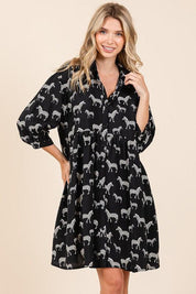Black S Mittoshop Zebra Print Button Down Shirt Mini Dress | Mini Dresses Daverri Fashions