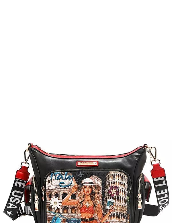 MARTHA TRAVELS ITALY OS Martha Travels Italy Multi Pocket Shoulder Bag | Handbags Daverri Fashions