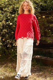 POL Checkered Distressed Edge Sweater | Sweaters Daverri Fashions