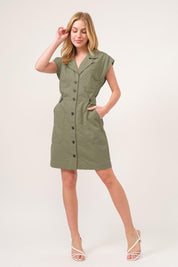 And The Why Button Up Sleeveless Dress | Daverri Fashions