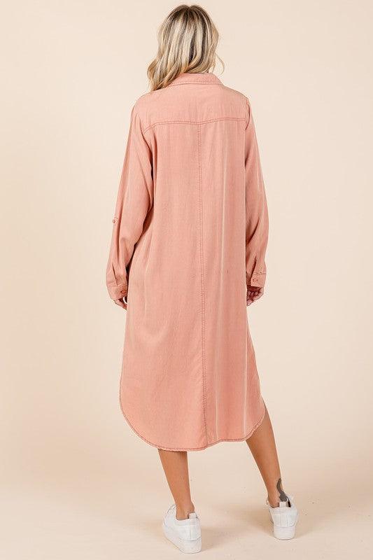 Mittoshop Button Down Long Sleeve Shirt Dress | Daverri Fashions