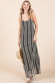 GeeGee Plus Size Striped Scoop Neck Beaded Strap Maxi Cami Dress | Cami Dresses Daverri Fashions