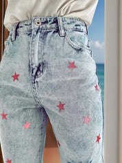 Distressed Star Jeans with Pockets | Jeans Daverri Fashions