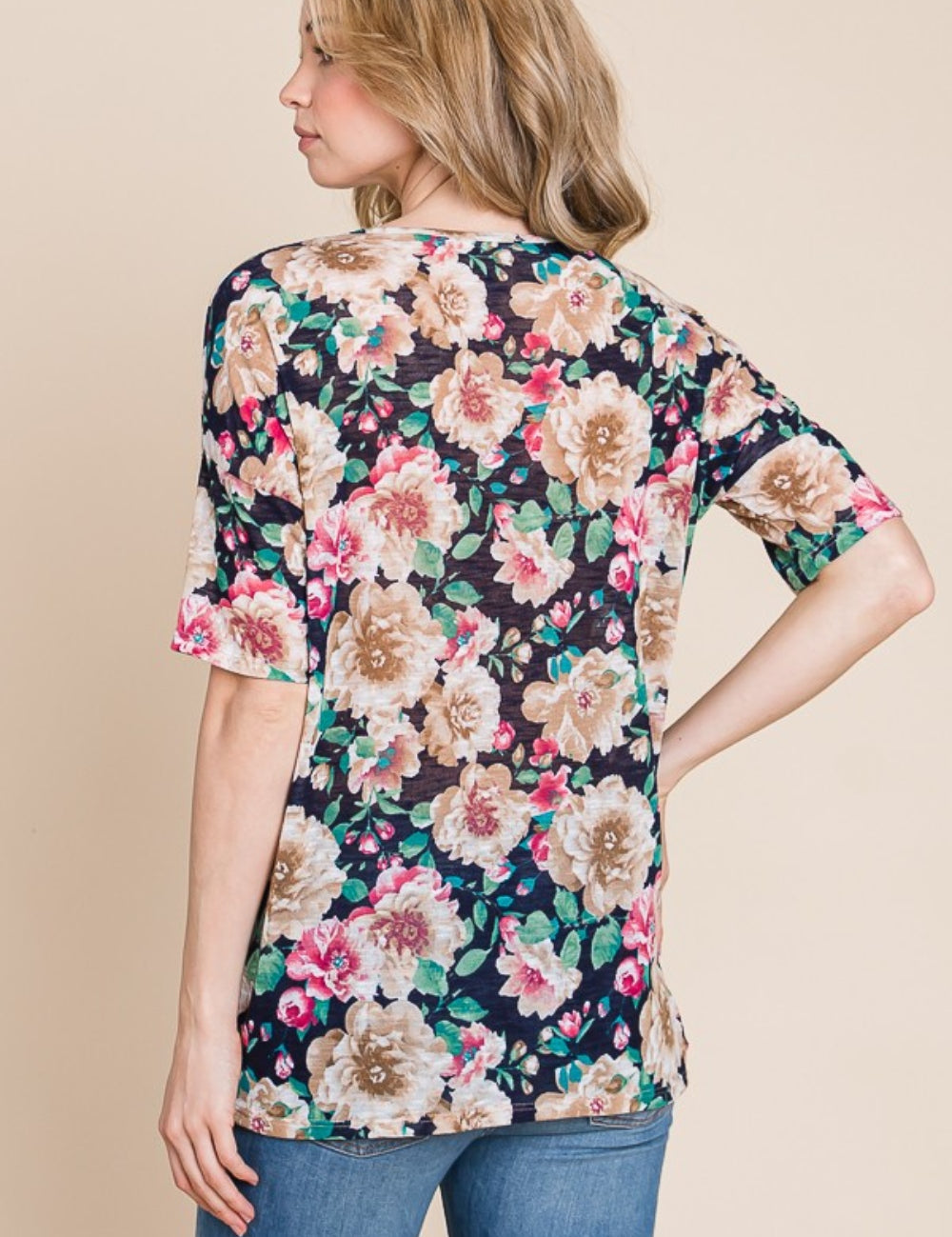 BOMBOM Floral Round Neck T-Shirt | Daverri Fashions