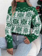 Christmas Snowflake Turtleneck Long Sleeve Sweater | Sweaters Daverri Fashions
