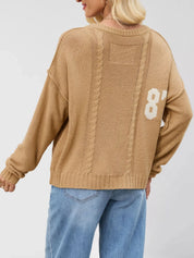 Number 87 Oversized Cable Knit Sweater | Sweaters Daverri Fashions