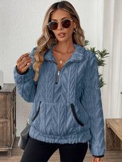 Cozy Sherpa Half Zip Sweatshirt | Sweatshirts Daverri Fashions