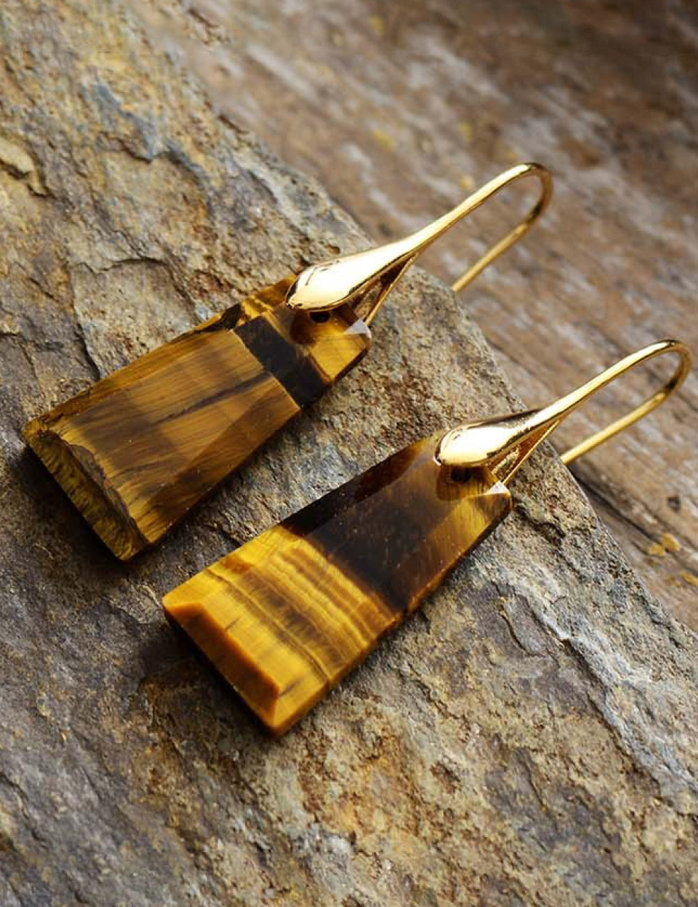 Handmade Geometrical Shape Natural Stone Dangle Earrings | Earrings Daverri Fashions