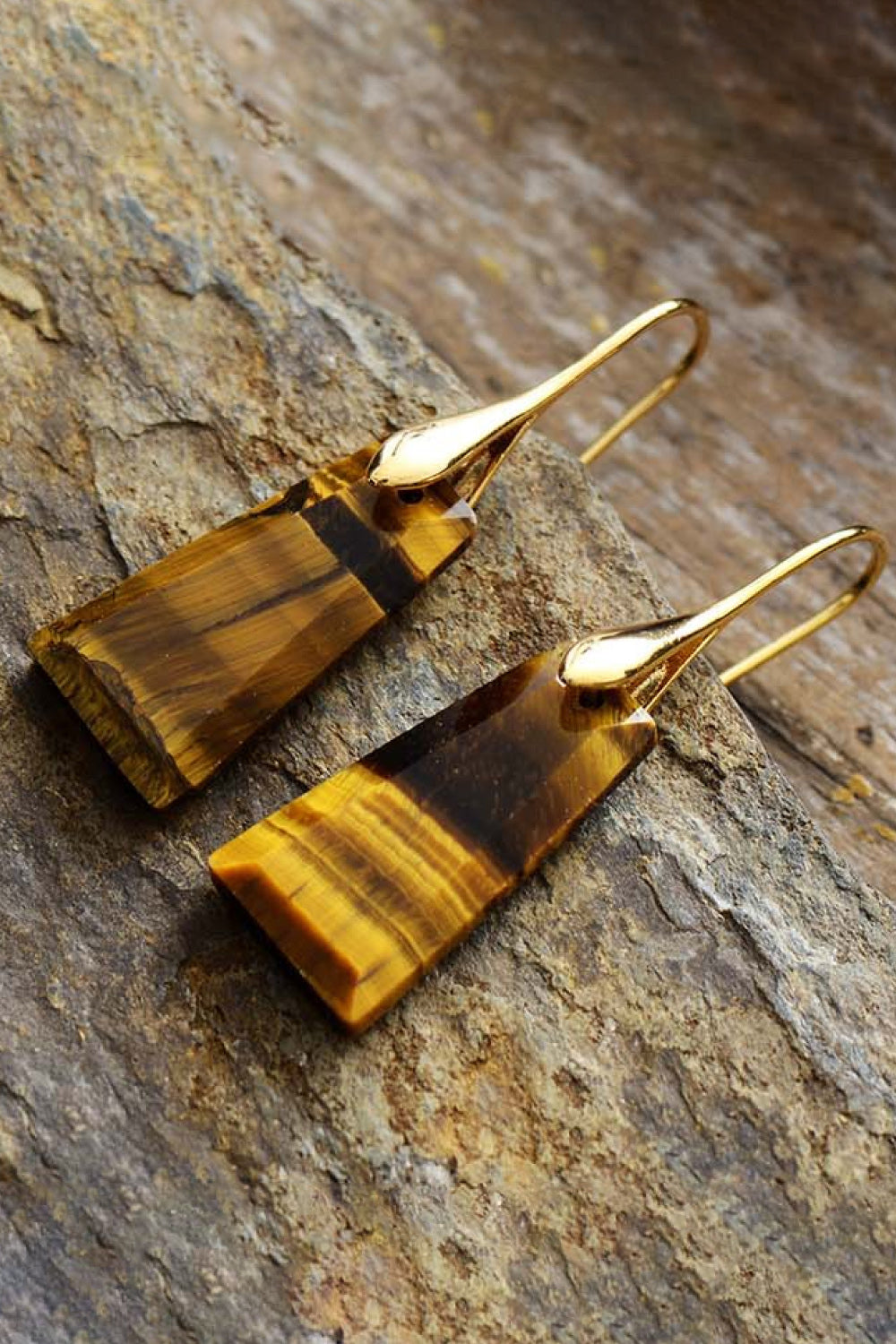 Handmade Geometrical Shape Natural Stone Dangle Earrings | Earrings Daverri Fashions