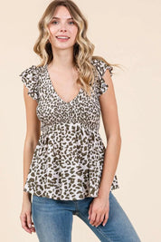 Mittoshop Leopard Print Ruffle Smock Blouse | Blouses Daverri Fashions