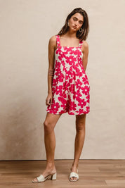 BiBi Floral Prints Tuck Detail Short Overall With Pockets | Overalls Daverri Fashions
