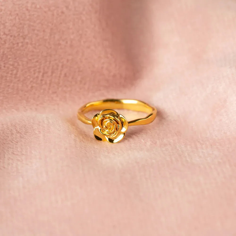 Rose Shape 18K Gold-Plated Ring | Rings Daverri Fashions