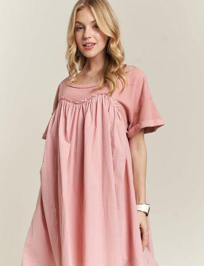ADORA Round Neck Half Sleeve Babydoll Dress | Babydoll Dresses Daverri Fashions
