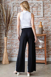 Heimish Full Size Solid Damask Casual Pants Plus Size | Pants Daverri Fashions