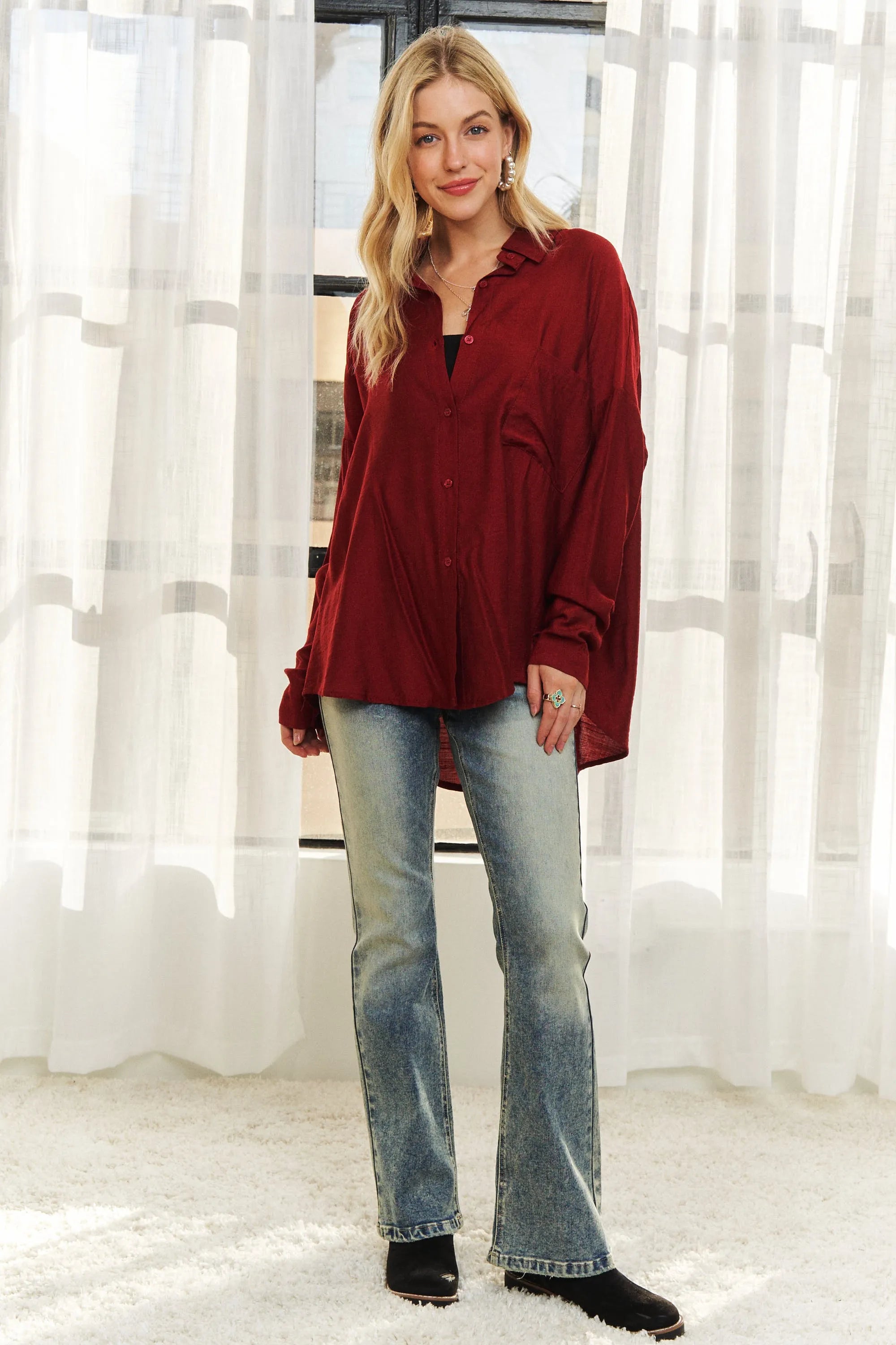 ADORA Button Down Linen Shirt | Daverri Fashions