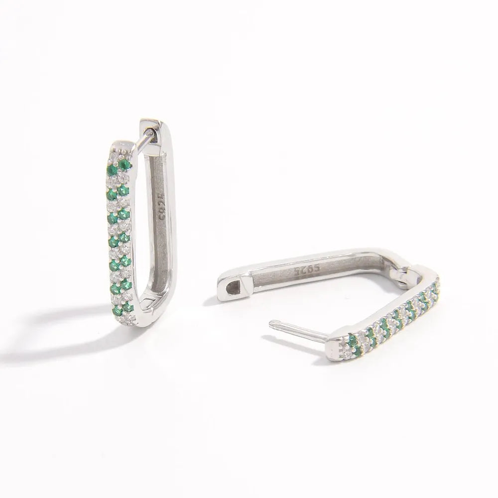 925 Sterling Silver Inlaid Zircon Earrings | Earrings Daverri Fashions