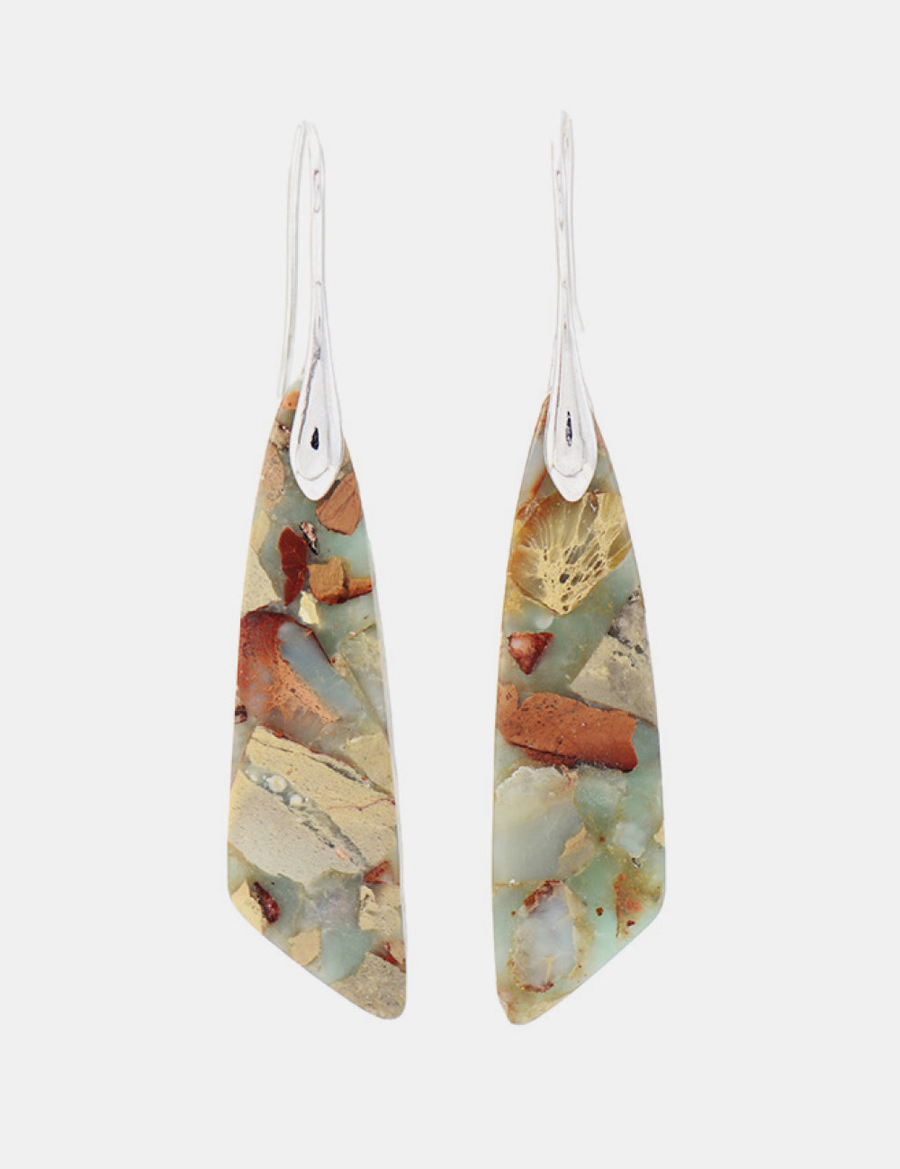 Silver One Size Handmade Natural Stone Dangle Earrings | Earrings Daverri Fashions