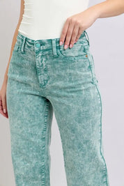 Judy Blue Full Size High Waist Garment Dyed Raw Hem Dad Jean Plus Size | Daverri Fashions
