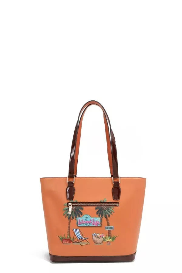 Tropical Beach House Print Shopper Bag | Totes Daverri Fashions