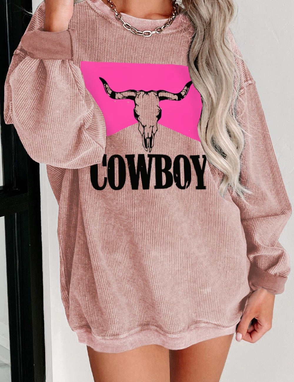 COWBOY Graphic Round Neck Sweatshirt | Sweatshirts Daverri Fashions