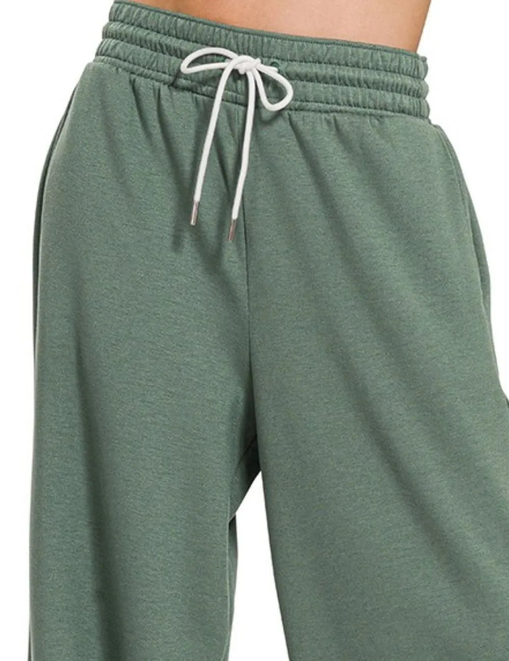 Zenana Scuba Drawstring Pants Dk Forest | Loungewear Bottoms Daverri Fashions