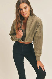 Olive MABLE Long Sleeve Two Way Jacket | Daverri Fashions