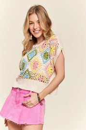ADORA Multicolor Crochet Top | Sweaters Daverri Fashions