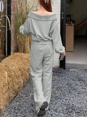 Zip Up Long Sleeve Top and Pants Set | Loungewear Sets Daverri Fashions