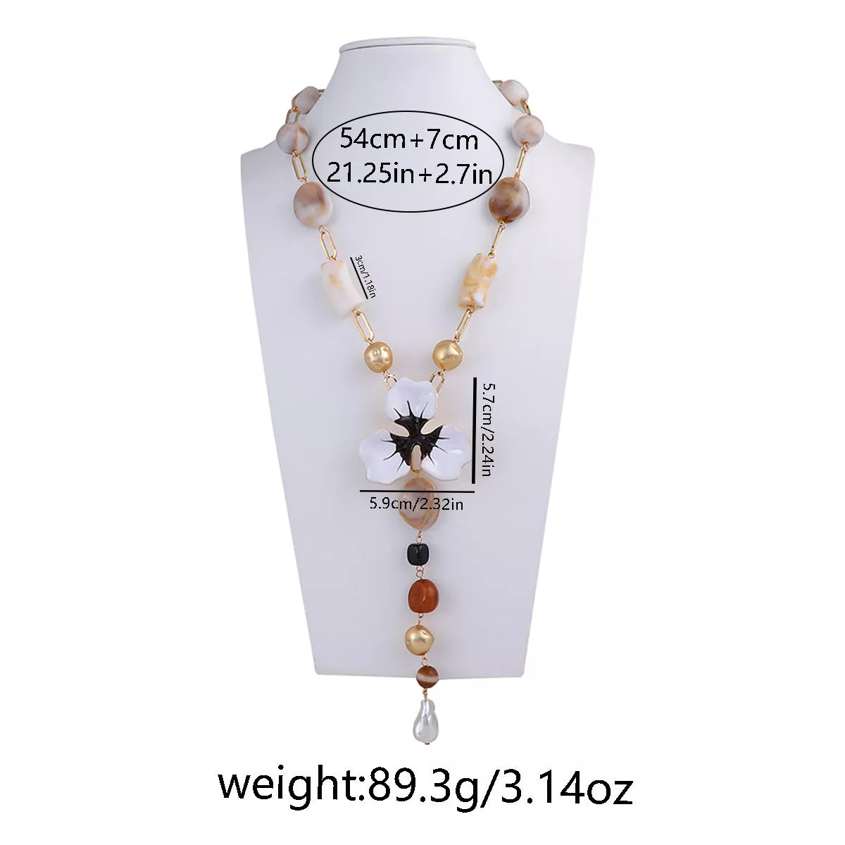 Alloy Dripping Oil Flower Resin Y-Shaped Necklace | Necklaces Daverri Fashions