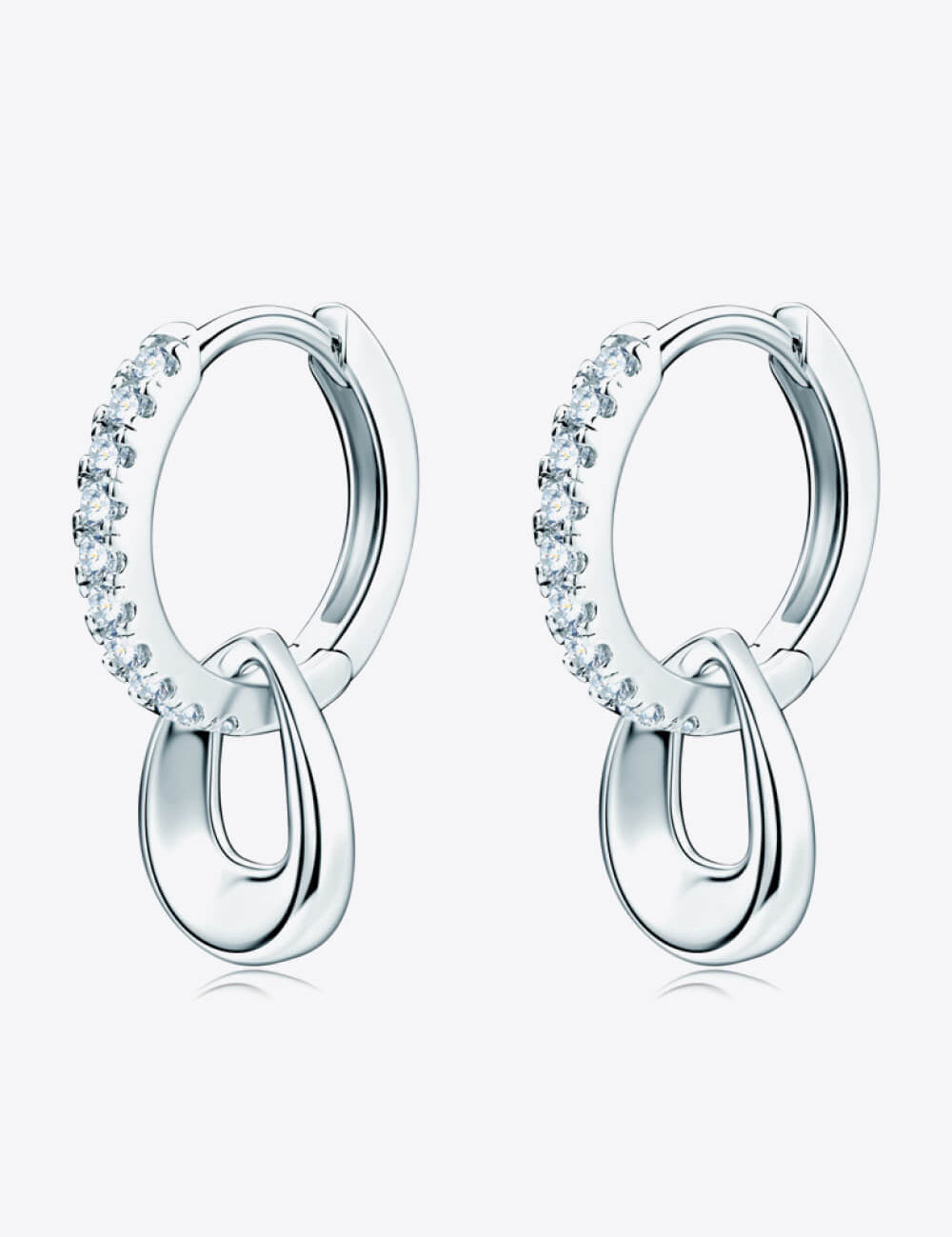 925 Sterling Silver Moissanite Double Hoop Earrings | Earrings Daverri Fashions