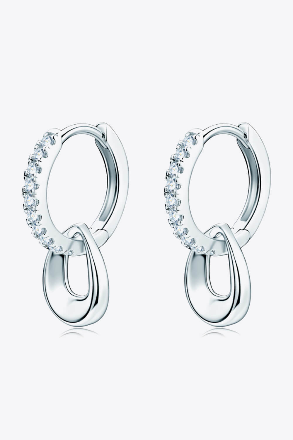 925 Sterling Silver Moissanite Double Hoop Earrings | Earrings Daverri Fashions