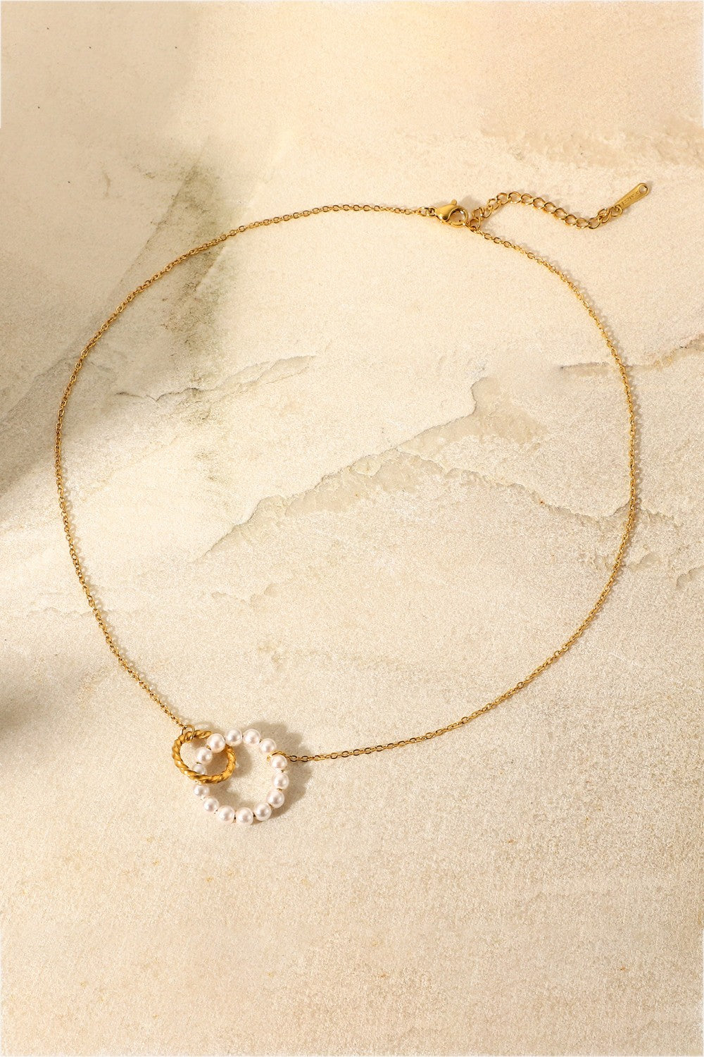 Pearl Hoop Link Pendant Necklace | Necklaces Daverri Fashions