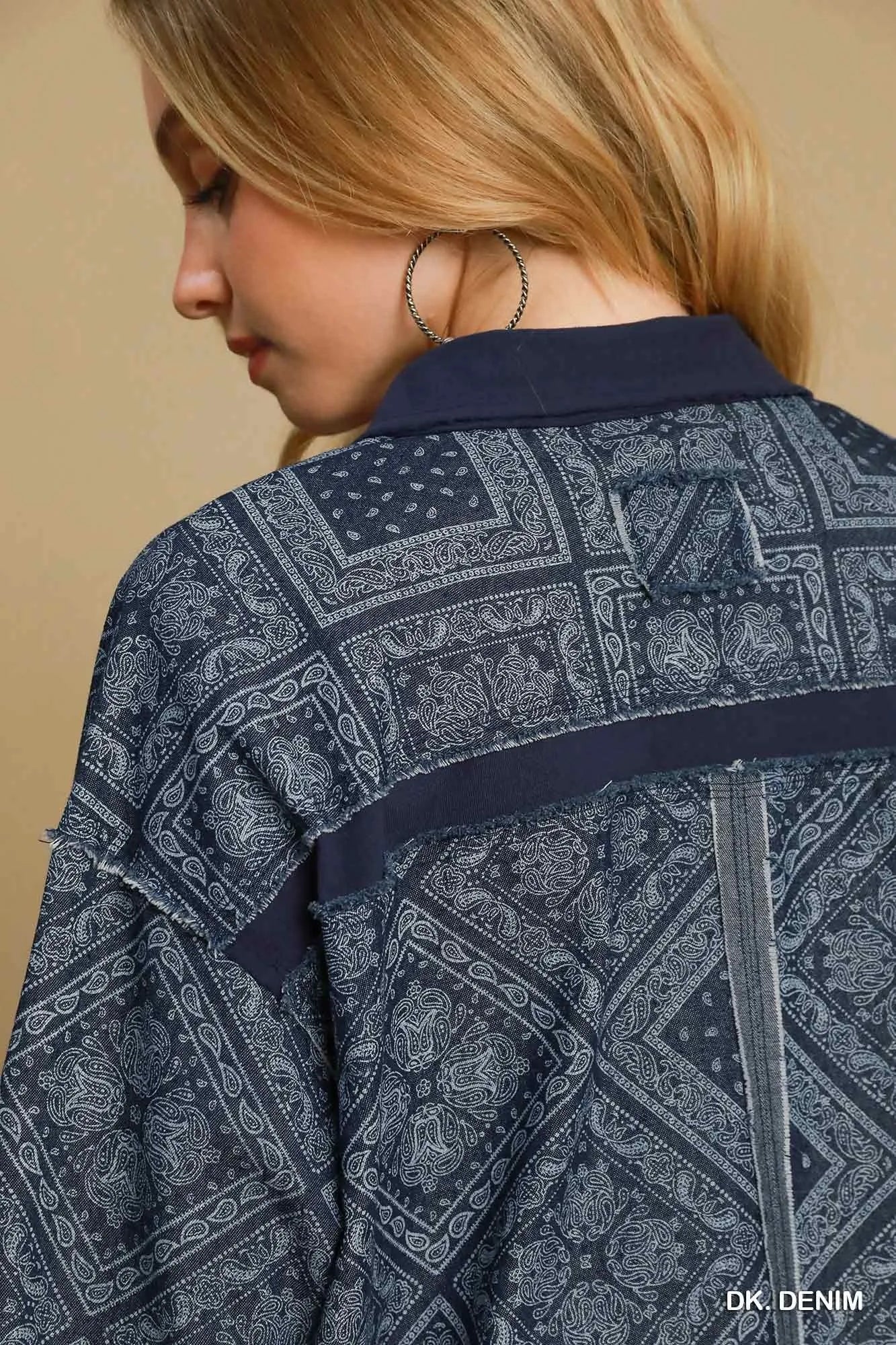 Umgee Paisley Print Denim Shirt Jacket | Daverri Fashions