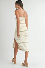 MABLE Contrast Striped Crochet Knit Midi Dress | Daverri Fashions