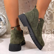 Bria Round Toe Side Zip Ankle Boots | Boots Daverri Fashions