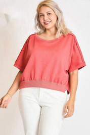 Umgee Full Size Lightweight Cropped Sweatshirt Plus Size | Sweatshirts Daverri Fashions