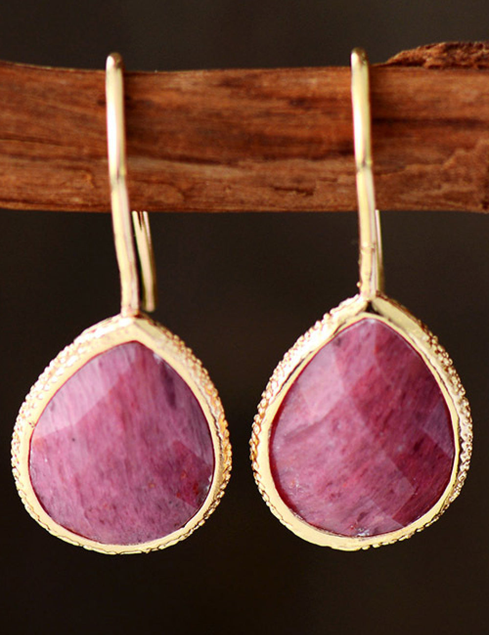 Hot Pink One Size Handmade Natural Stone Teardrop Earrings | Earrings Daverri Fashions
