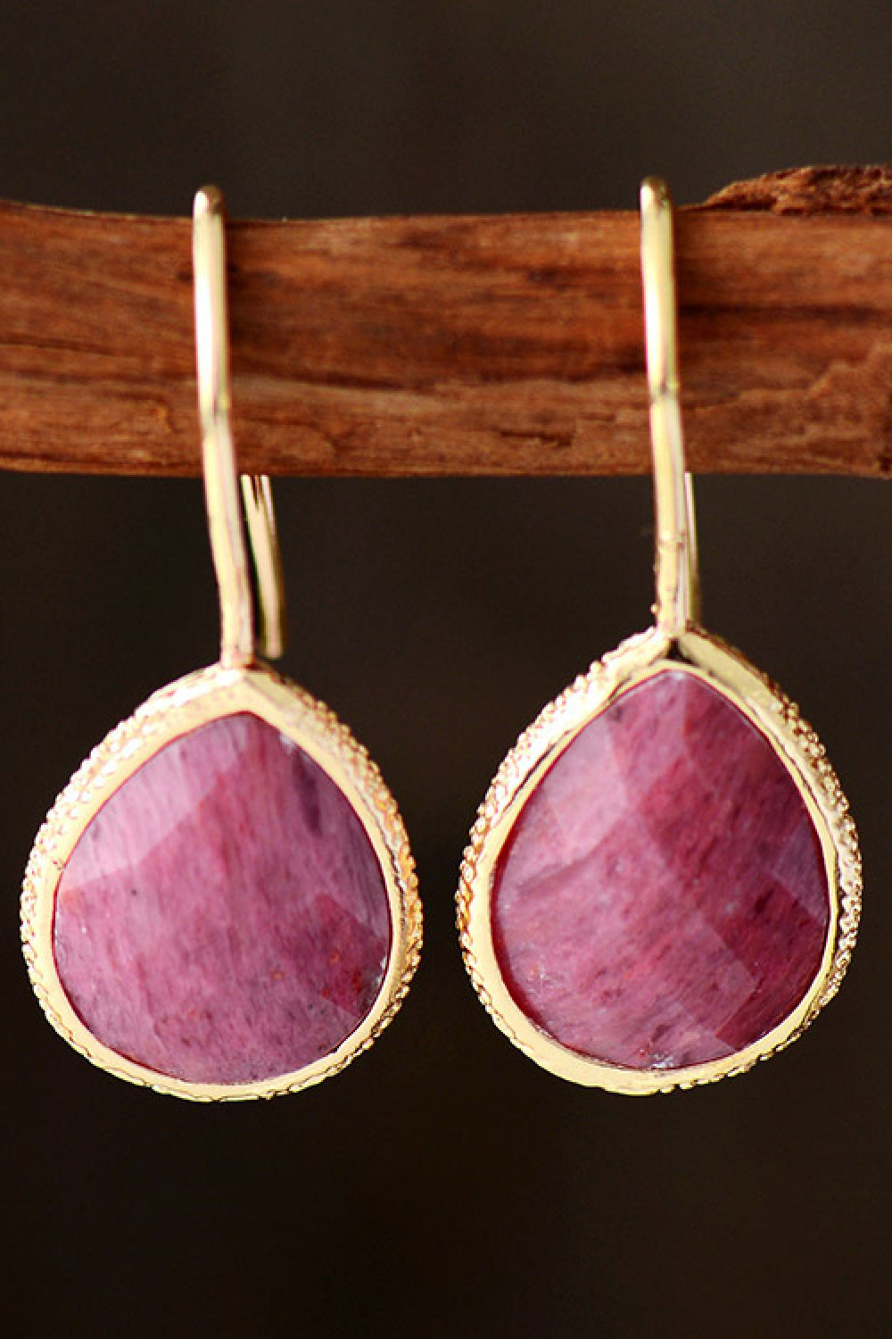 Hot Pink One Size Handmade Natural Stone Teardrop Earrings | Earrings Daverri Fashions