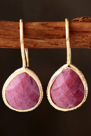 Hot Pink One Size Handmade Natural Stone Teardrop Earrings | Earrings Daverri Fashions