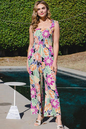 ODDI Full Size Floral Sleeveless Wide Leg Jumpsuit | Jumpsuits Daverri Fashions