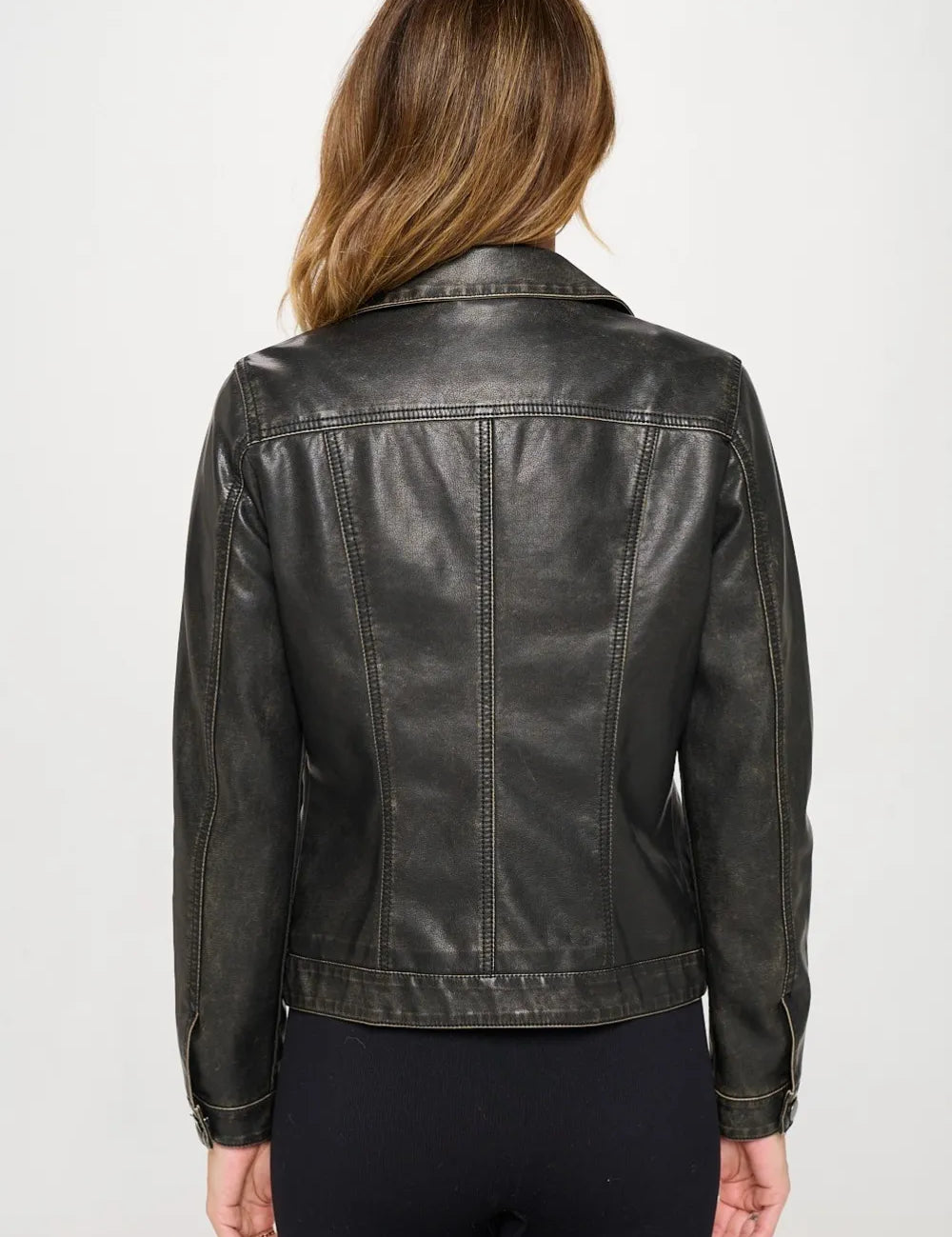 Coalition LA Button Down Cargo Vegan Leather Shacket | Daverri Fashions