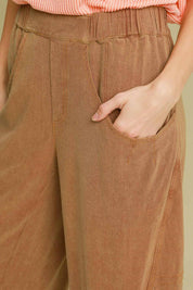 Umgee Elastic Waist Baggy Fit Pants with Pockets | Pants Daverri Fashions