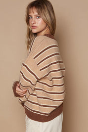POL Star Patch Stripe Round Neck Sweater | Sweaters Daverri Fashions