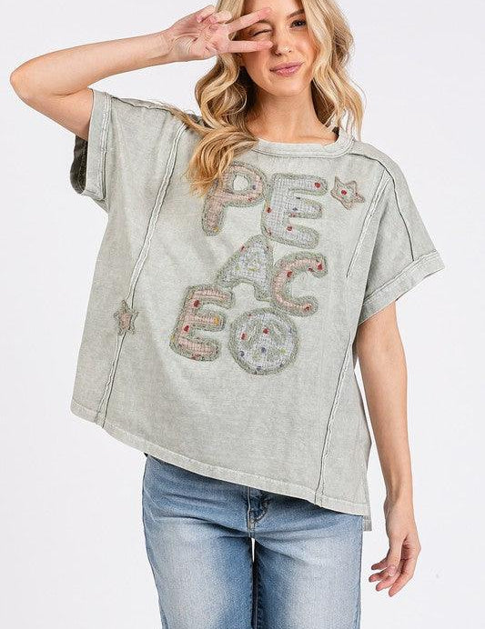 Mittoshop PEACE Round Neck Short Sleeve T-Shirt | T-Shirts Daverri Fashions